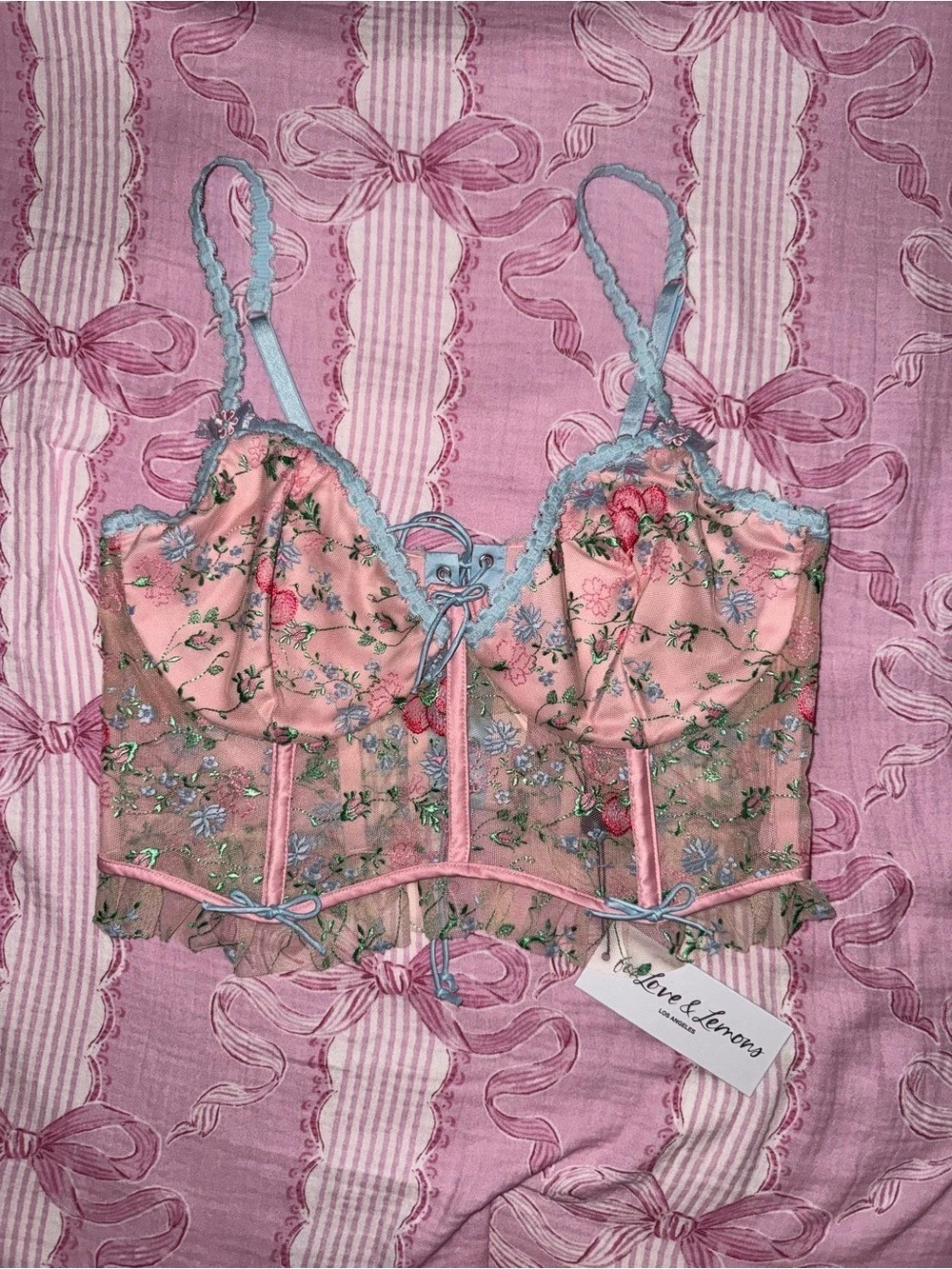 For Love & Lemons Floral Lace corset Bra